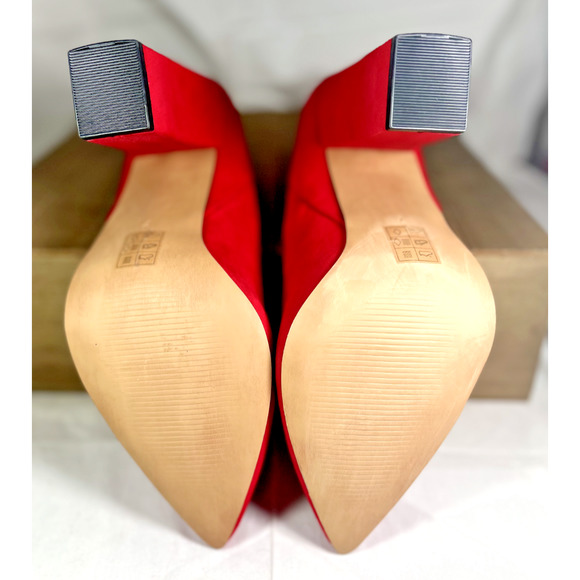 ASOS Red Suede Pointed Toe, Block Heel Pump - Size 7 - Picture 6 of 9